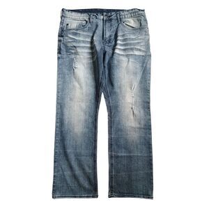 Buffalo David Bitton Six-X Basic Jeans 38x30 Actual Whiskered Distressed